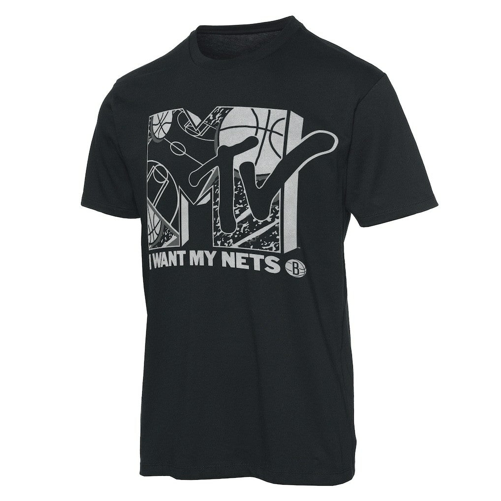 NBA - Brooklyn Nets Junk Food NBA x MTV I Want My T-Shirt - Black