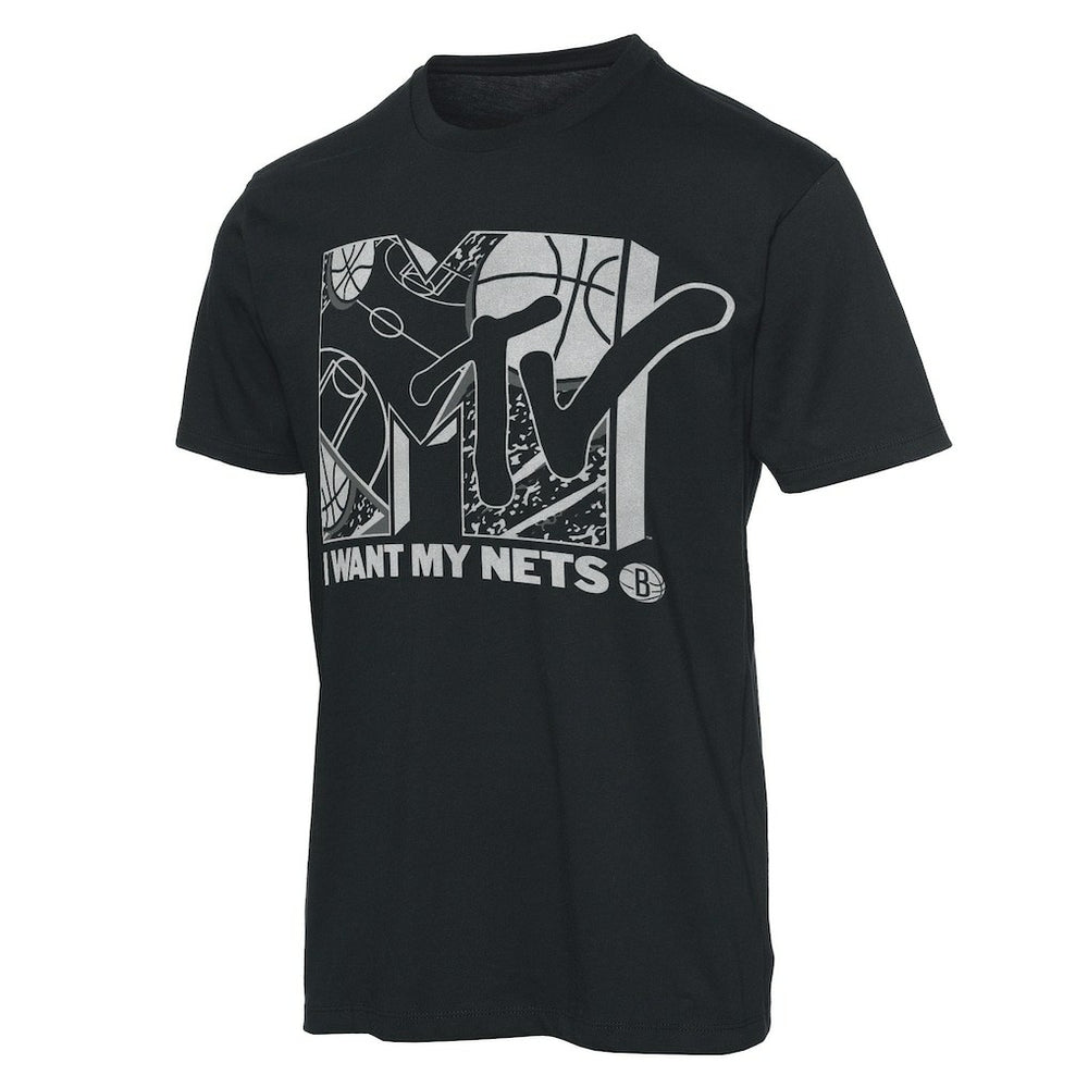 NBA - Brooklyn Nets Junk Food NBA x MTV I Want My T-Shirt - Black