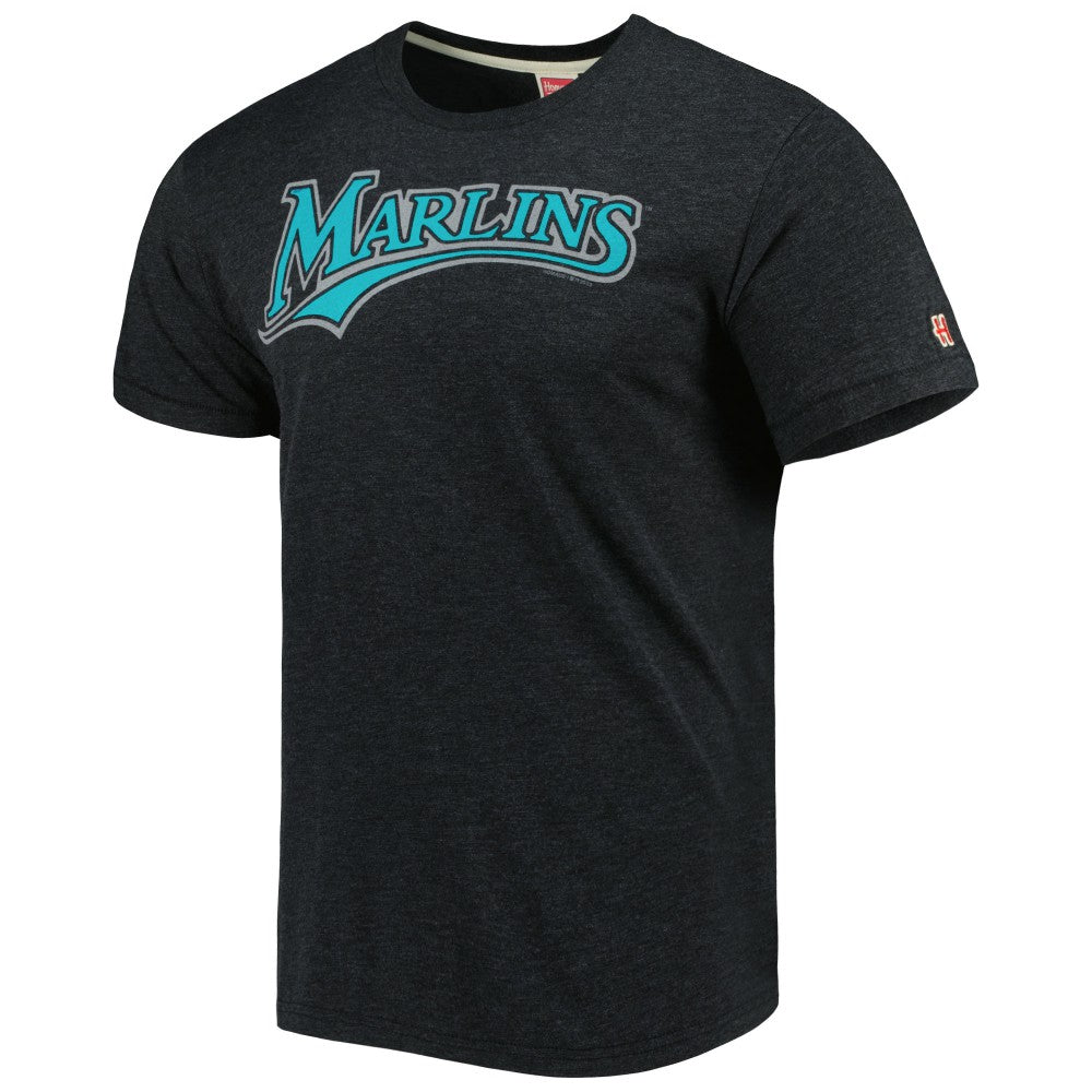Miami Marlins Homage Hand-Drawn Logo Tri-Blend T-Shirt Lifestyle