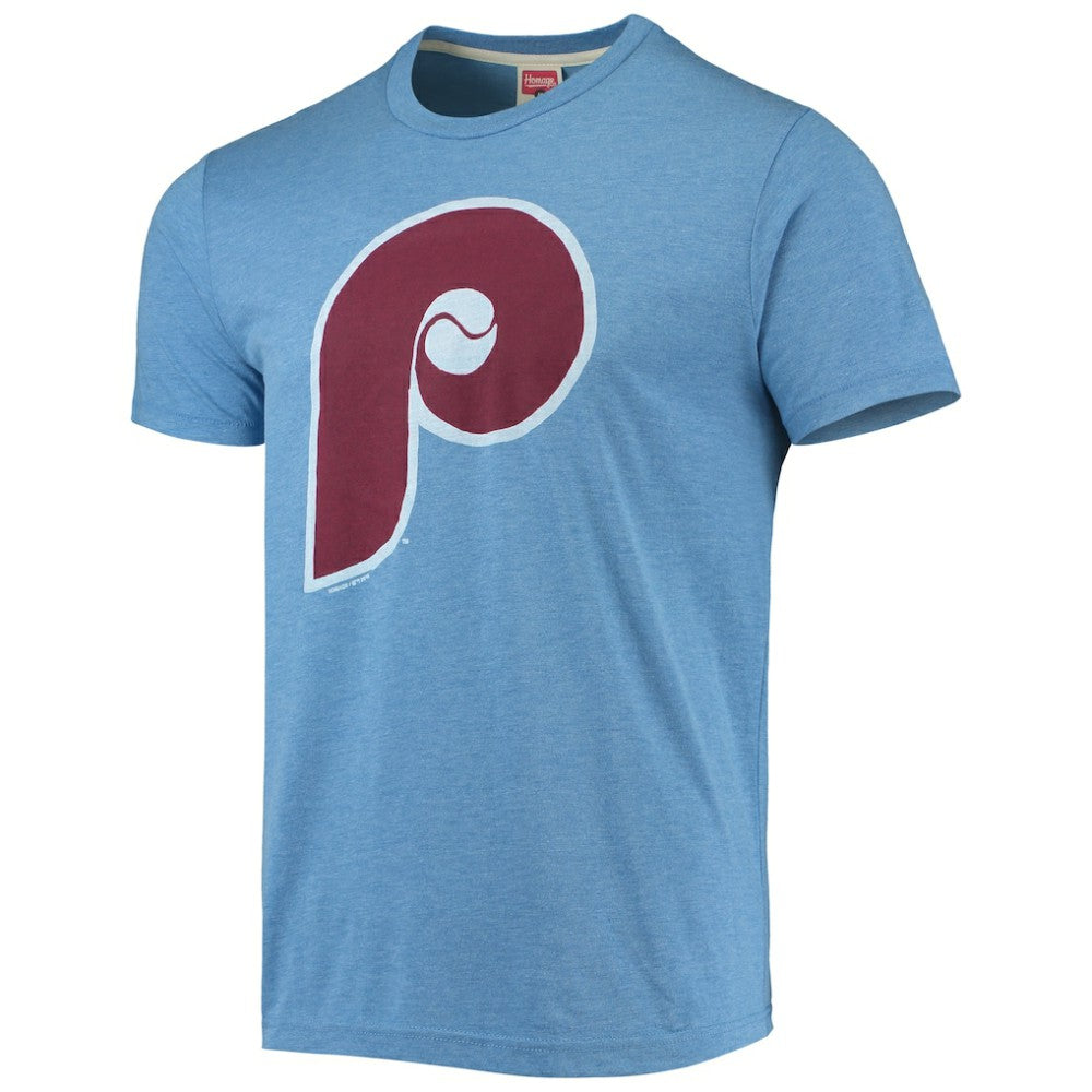 Philadelphia Phillies Homage Hand-Drawn Logo Tri-Blend T-Shirt On Sale