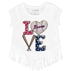 Atlanta Braves Tiny Turnip Girls Youth Baseball Love Fringe T-Shirt Near Me