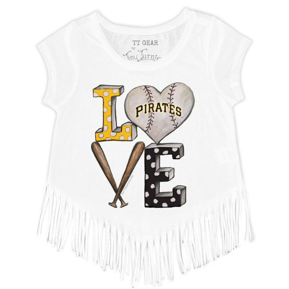 Pittsburgh Pirates Tiny Turnip Girls Youth Baseball Love Fringe T-Shirt On Sale