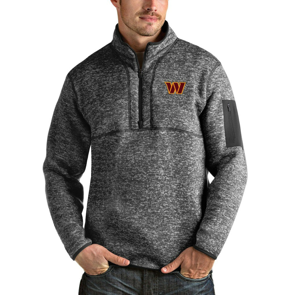 Washington Commanders Antigua Fortune Quarter-Zip Pullover Jacket Heathered Charcoal - NFL