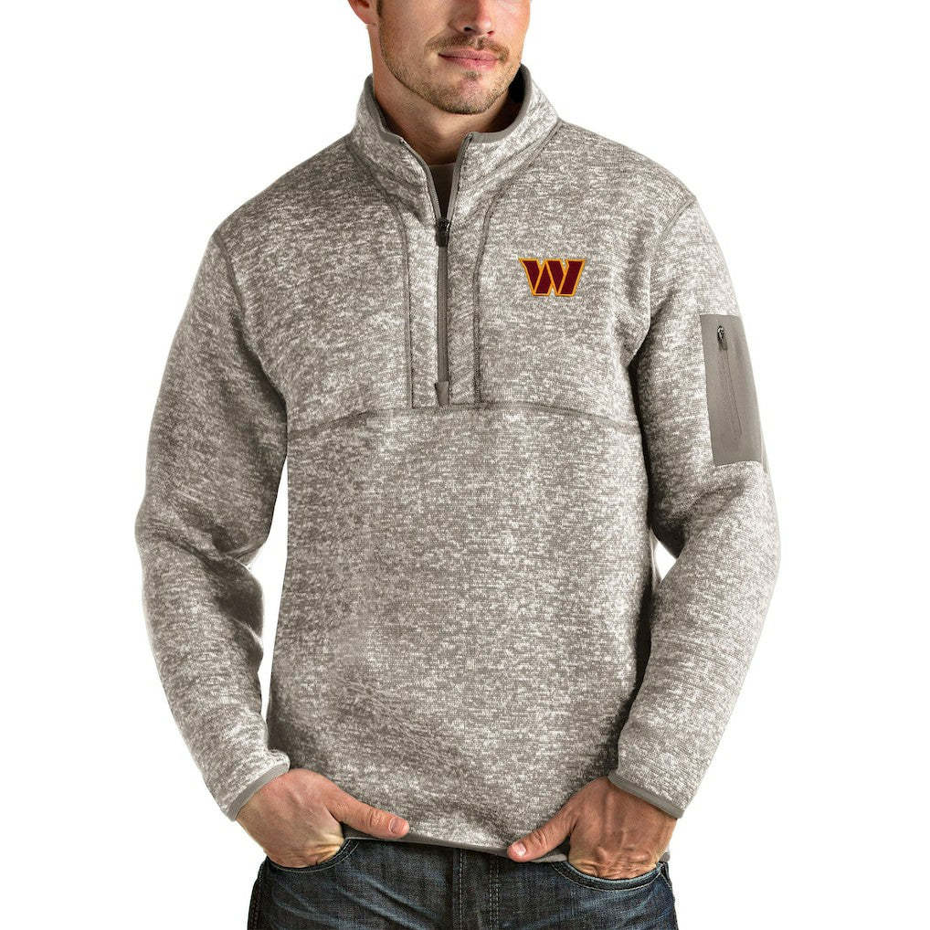 Washington Commanders Antigua Fortune Quarter-Zip Pullover Jacket Oatmeal - NFL