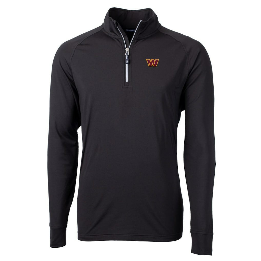 Washington Commanders Cutter & Buck Adapt Eco Stretch Quarter-Zip Pullover Jacket Black - NFL