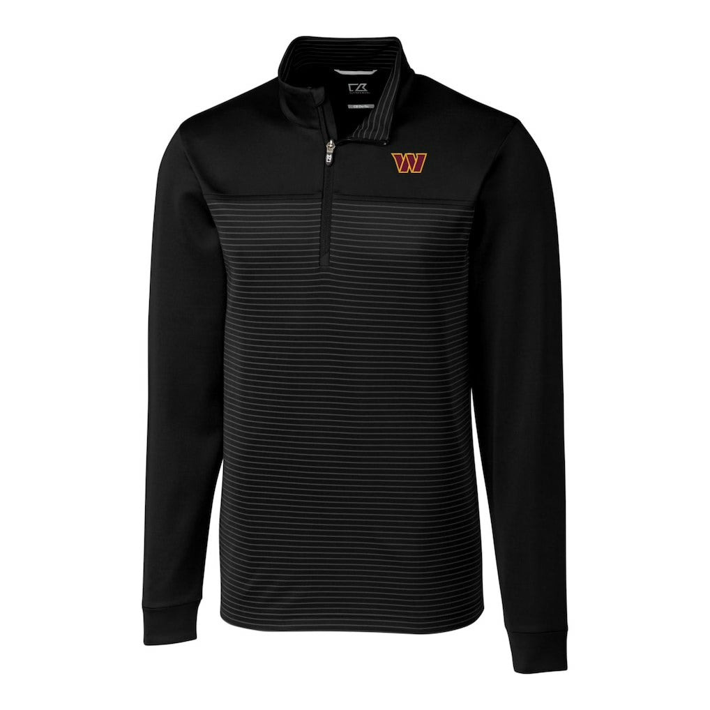 Washington Commanders Cutter & Buck Traverse DryTec Stripe Stretch Quarter-Zip Jacket Black - NFL