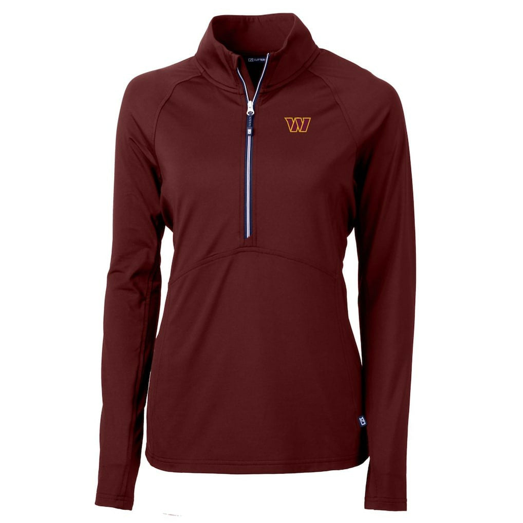 Washington Commanders Cutter & Buck Women's Adapt Eco Knit Stretch Half-Zip Pullover Jacket Burgundy - NFL