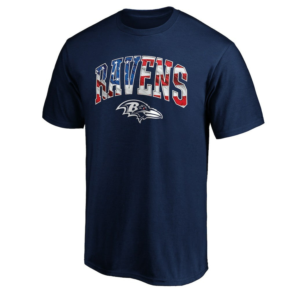 Baltimore Ravens Banner Wave Logo T-Shirt Navy - NFL