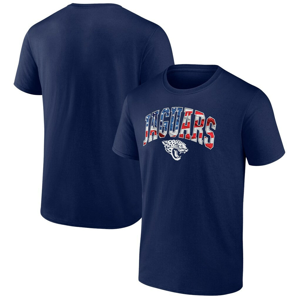 Jacksonville Jaguars Banner Wave Logo T-Shirt Navy - NFL
