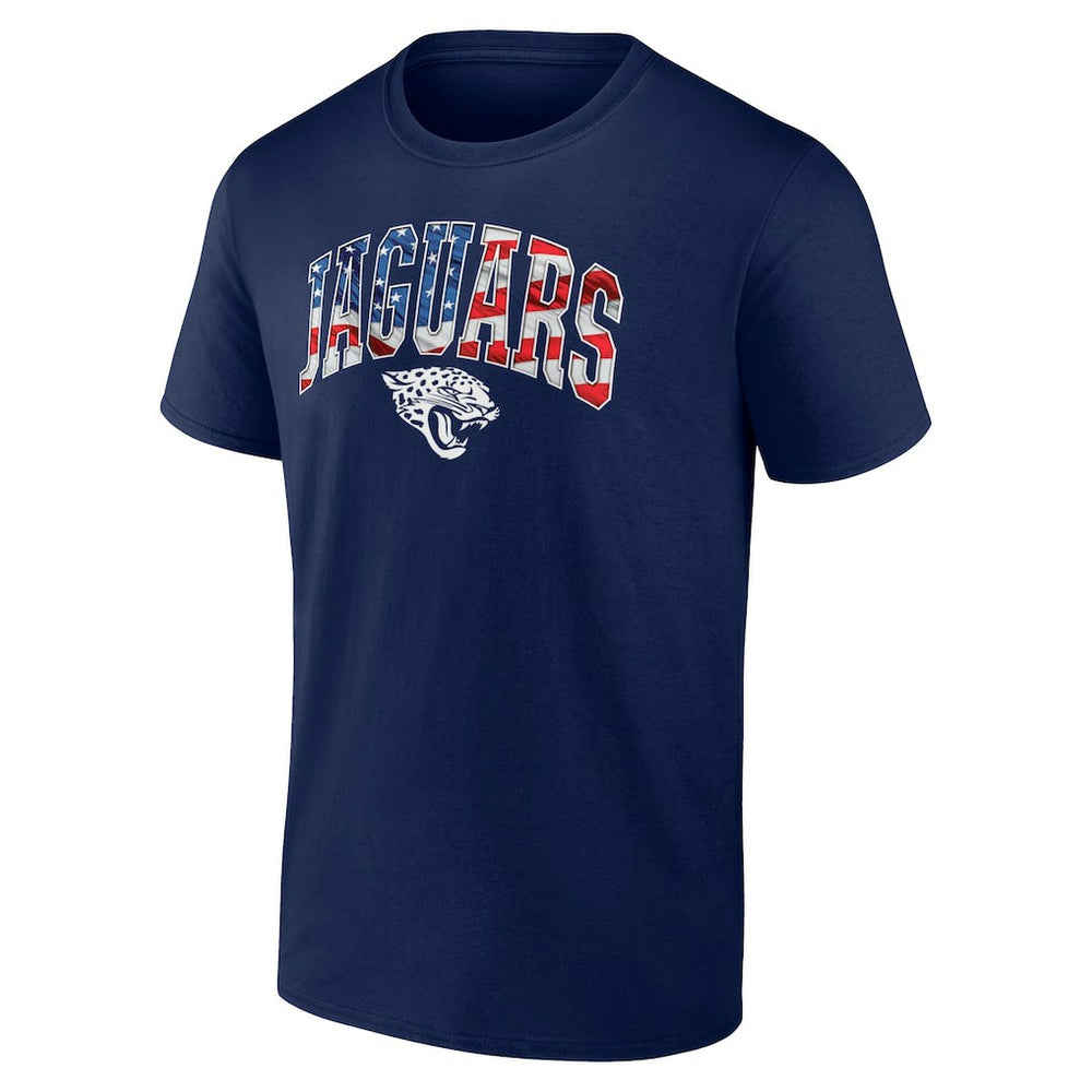Jacksonville Jaguars Banner Wave Logo T-Shirt Navy - NFL