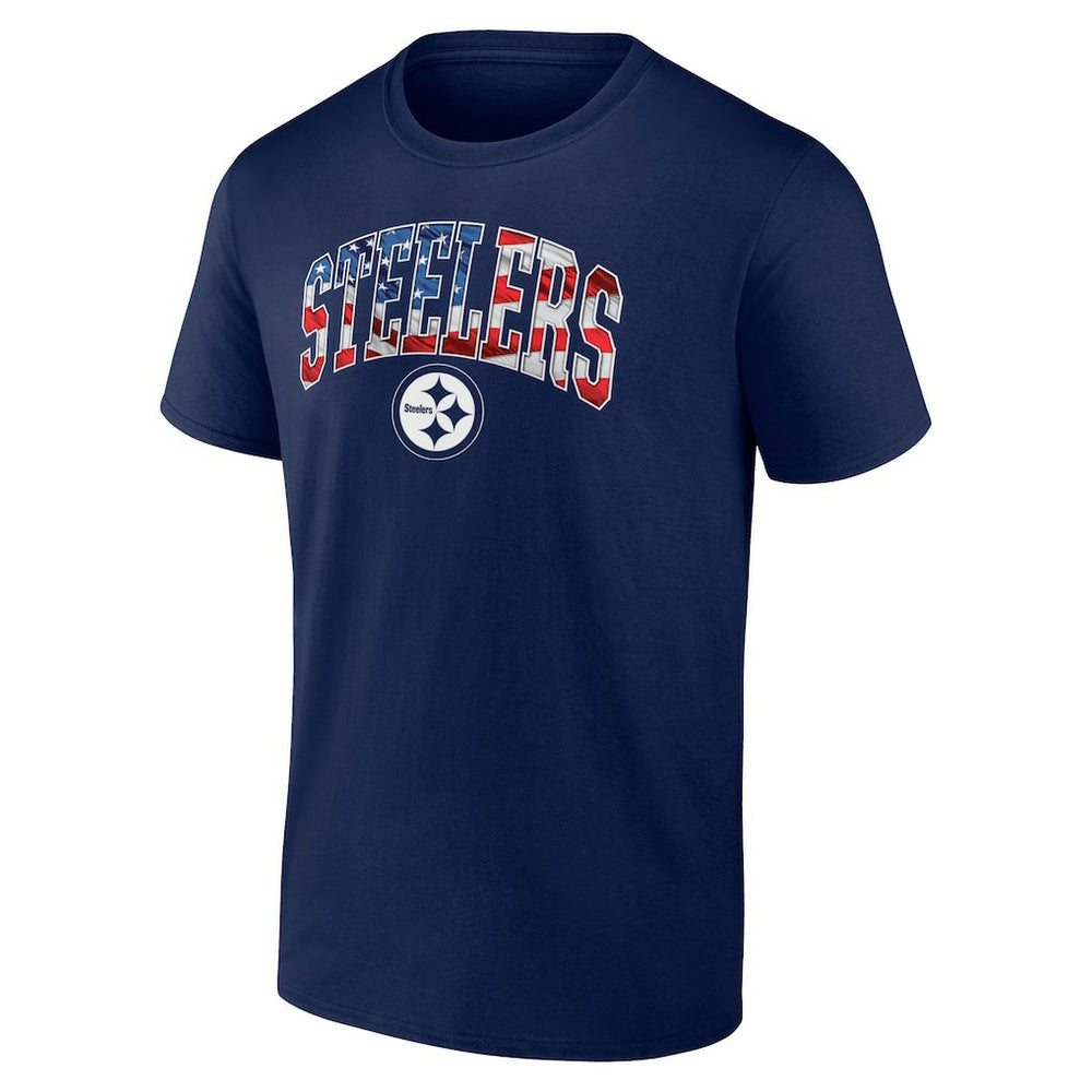Pittsburgh Steelers Banner Wave Logo T-Shirt Navy - NFL