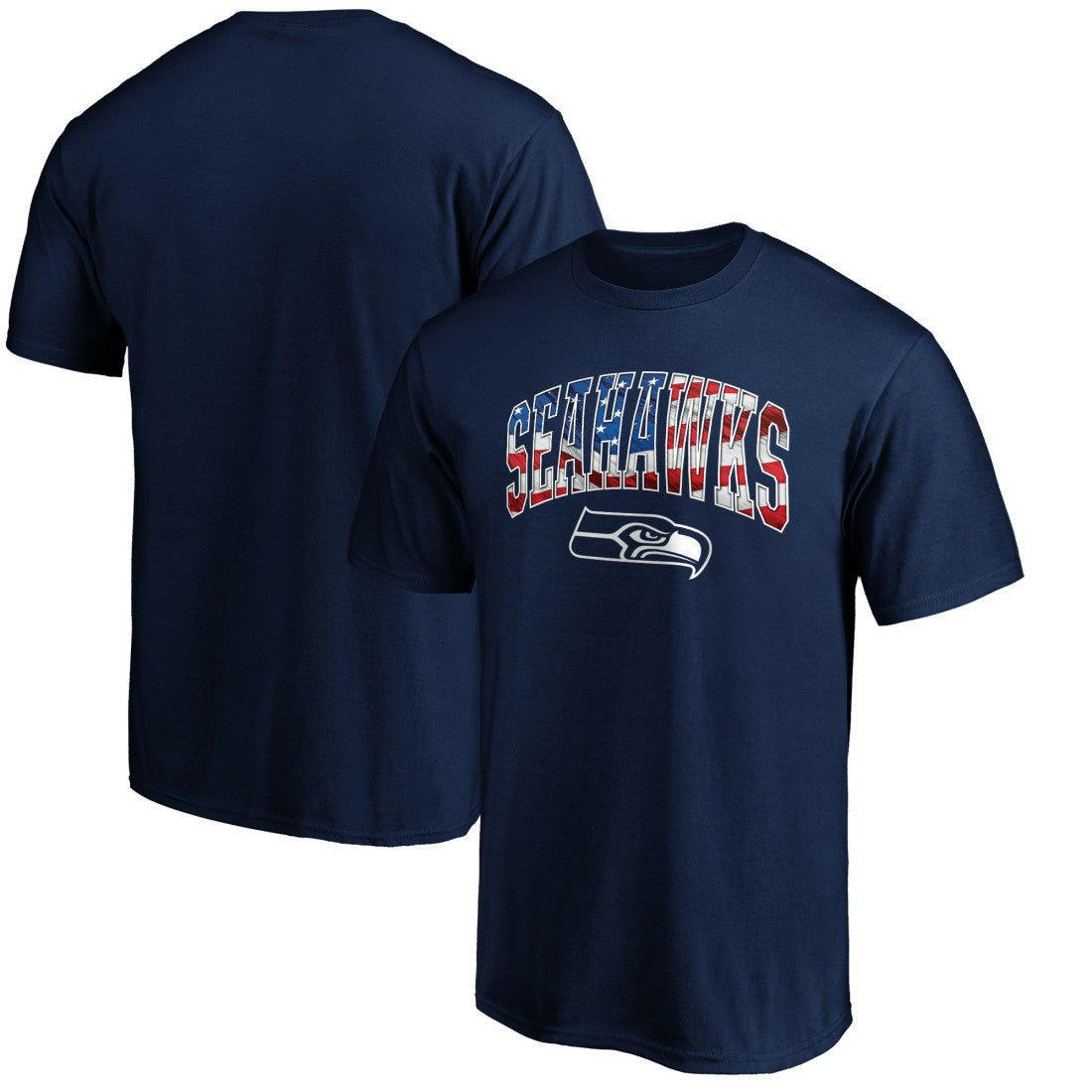Seattle Seahawks Banner Wave Logo T-Shirt College Navy - NFL
