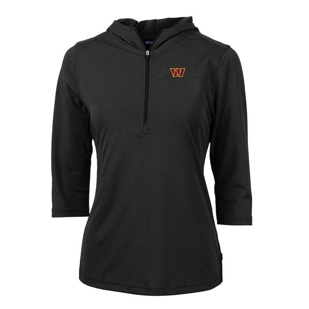 Washington Commanders Cutter & Buck Women's Virtue Eco Pique Half-Zip Pullover Hoodie Black - NFL
