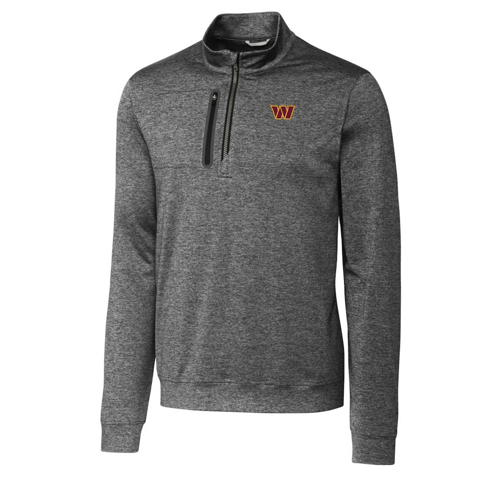 Washington Commanders Cutter & Buck Big & Tall Stealth Heathered Quarter-Zip Pullover Jacket Charcoal - NFL