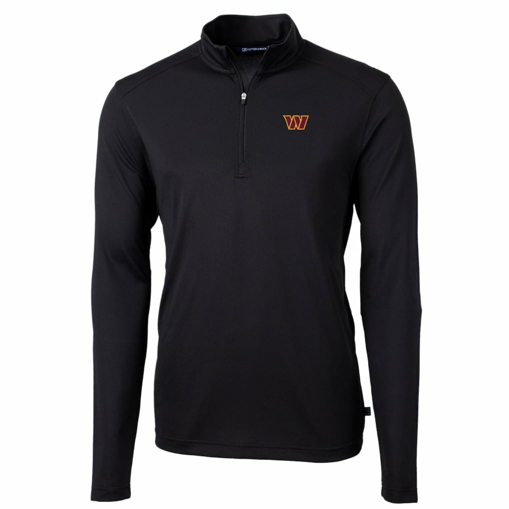 Washington Commanders Cutter & Buck Big & Tall Virtue Eco Pique Quarter-Zip Pullover Jacket Black - NFL