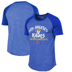 Los Angeles Rams Majestic Threads 2-Time Super Bowl Champions Tri-Blend Raglan T-Shirt Royal - NFL