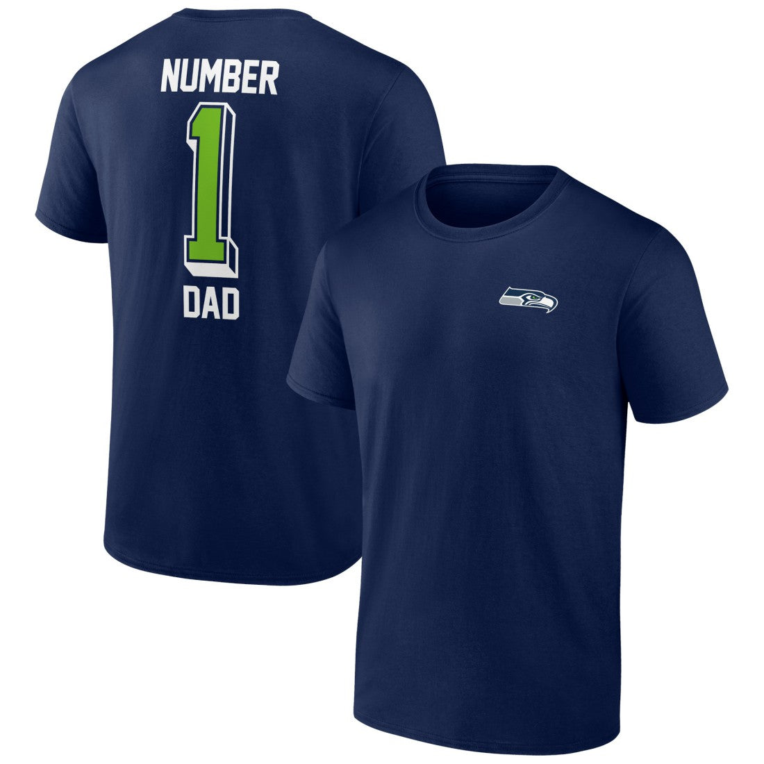 Seattle Seahawks Number One Dad T-Shirt College Navy - NFL
