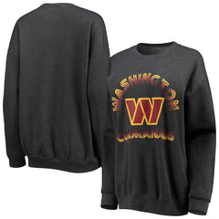 Washington Commanders WEAR by Erin Andrews Women's Oversized Fleece Pullover Sweatshirt Heathered Charcoal - NFL
