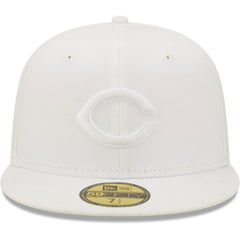 Cincinnati Reds New Era White on White 59FIFTY Fitted Hat Lifestyle