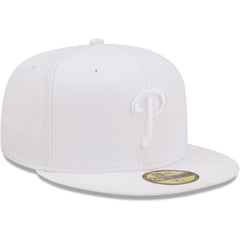 Philadelphia Phillies New Era White on White 59FIFTY Fitted Hat On Sale