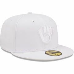 Milwaukee Brewers New Era White on White 59FIFTY Fitted Hat Sale