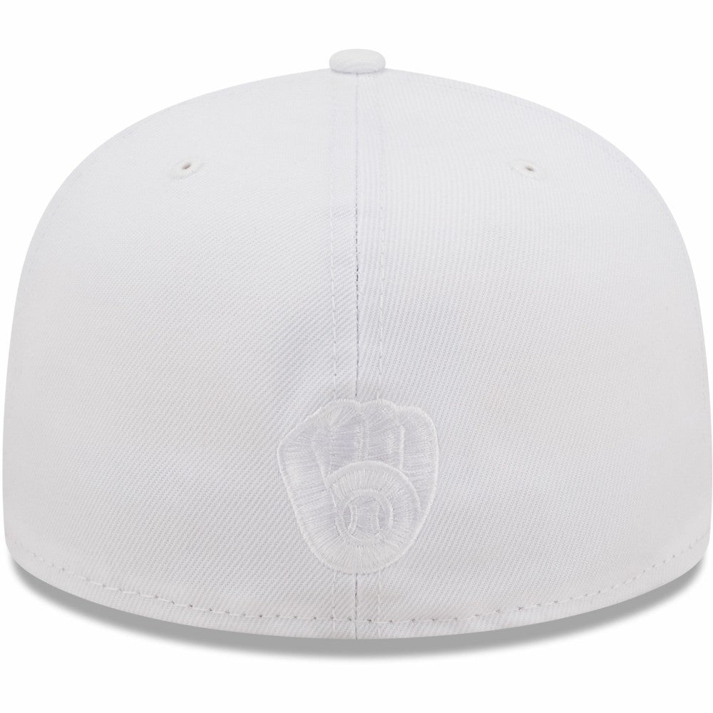 Milwaukee Brewers New Era White on White 59FIFTY Fitted Hat Sale