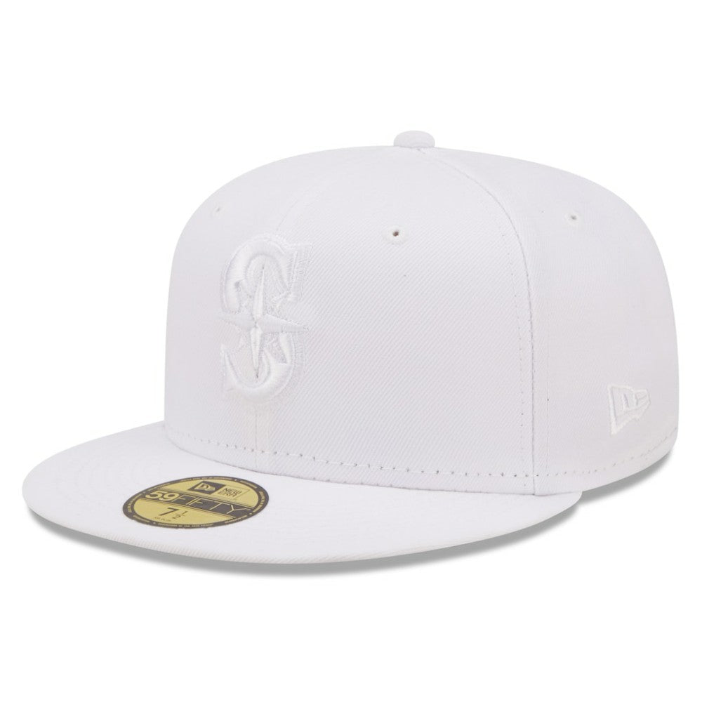 Seattle Mariners New Era White on White 59FIFTY Fitted Hat On Sale