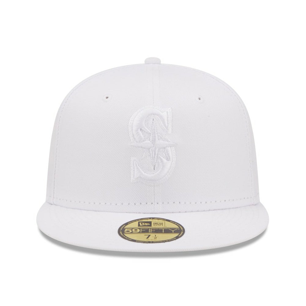 Seattle Mariners New Era White on White 59FIFTY Fitted Hat On Sale