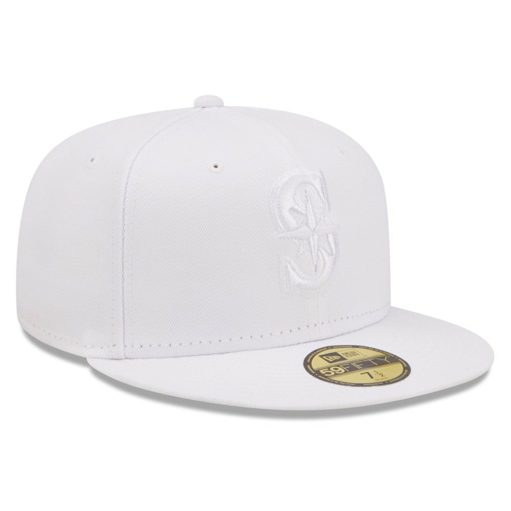 Seattle Mariners New Era White on White 59FIFTY Fitted Hat On Sale