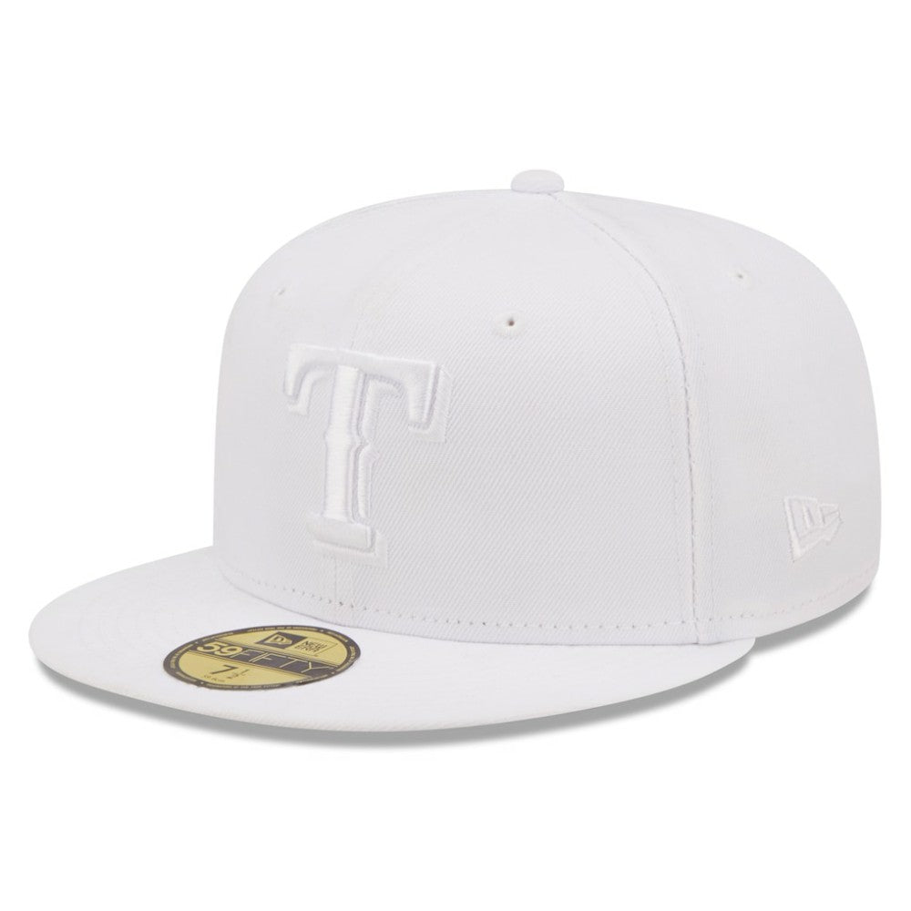 Texas Rangers New Era White on White 59FIFTY Fitted Hat Lifestyle
