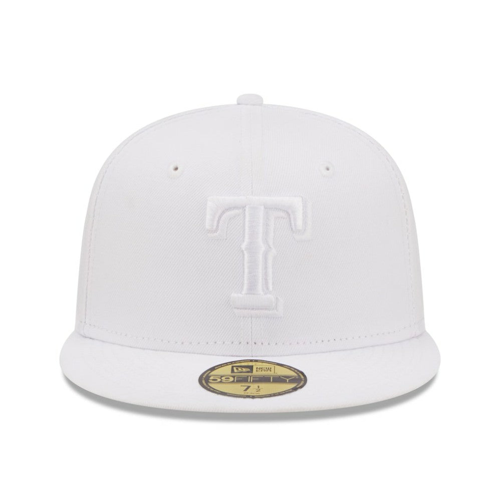 Texas Rangers New Era White on White 59FIFTY Fitted Hat Lifestyle