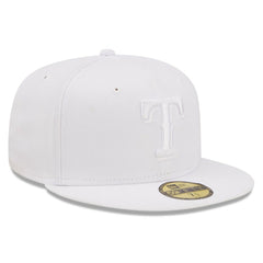 Texas Rangers New Era White on White 59FIFTY Fitted Hat Lifestyle