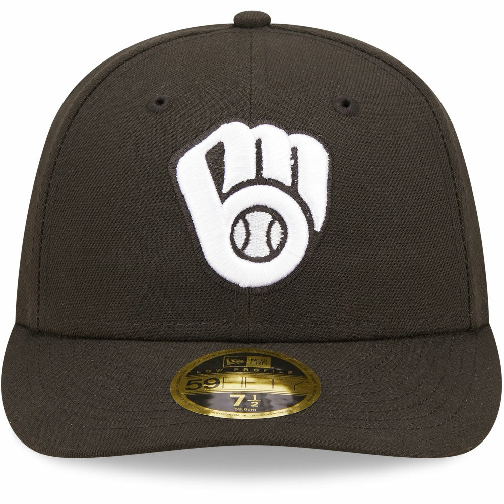 Milwaukee Brewers New Era Black & White Low Profile 59FIFTY Fitted Hat Clearance