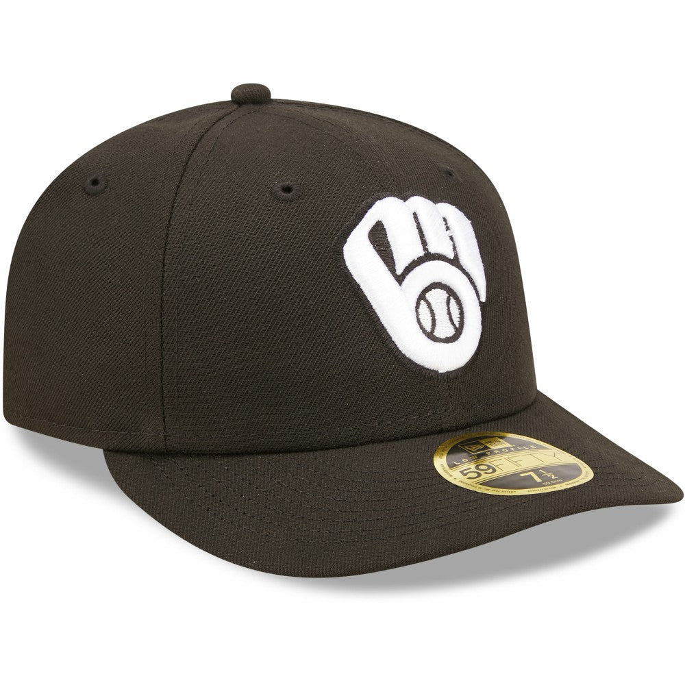 Milwaukee Brewers New Era Black & White Low Profile 59FIFTY Fitted Hat Clearance