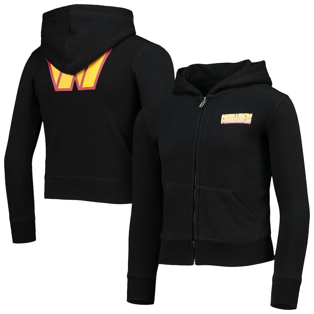 Washington Commanders New Era Girls Youth Full-Zip Hoodie Black - NFL