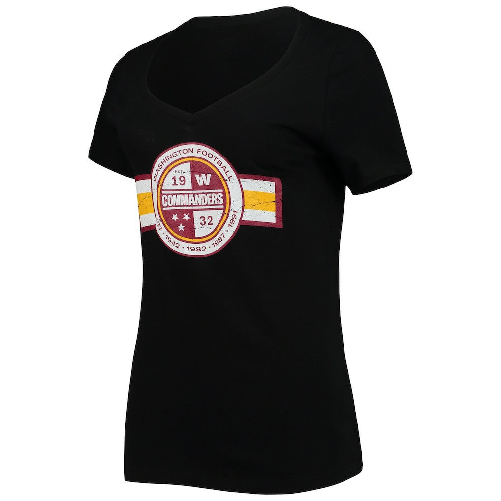 Washington Commanders New Era Women's V-Neck T-Shirt Black - NFL