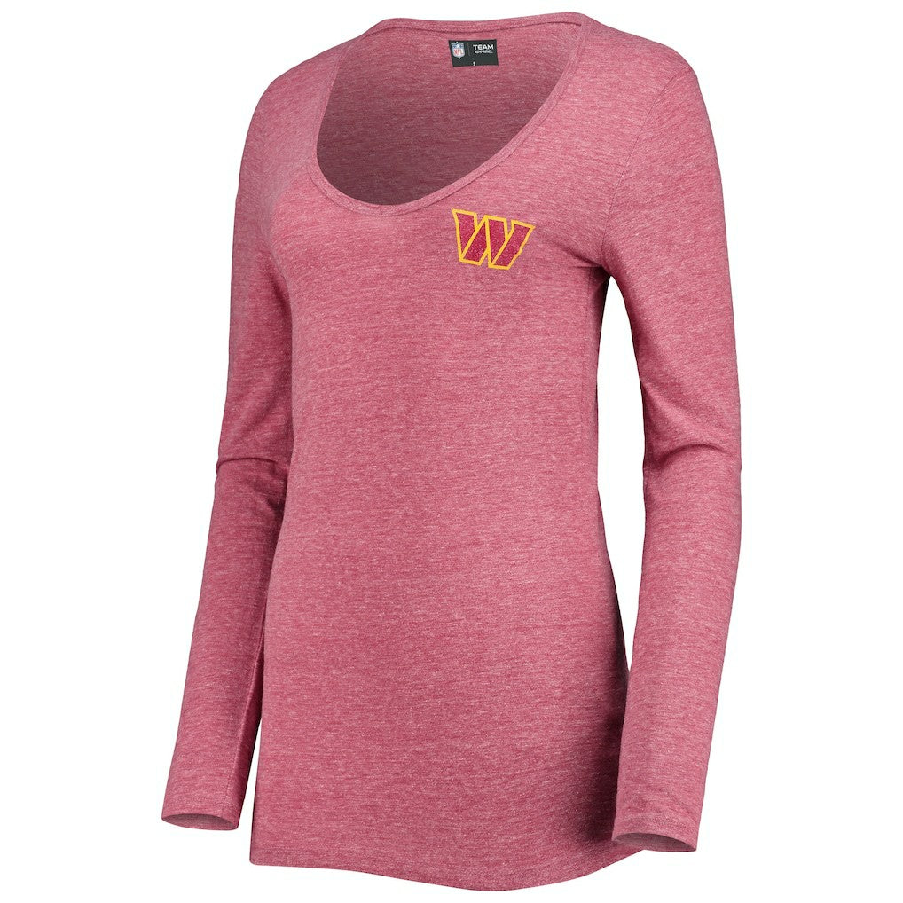 Washington Commanders New Era Women's Scoop Neck Tri-Blend Long Sleeve T-Shirt Burgundy - NFL