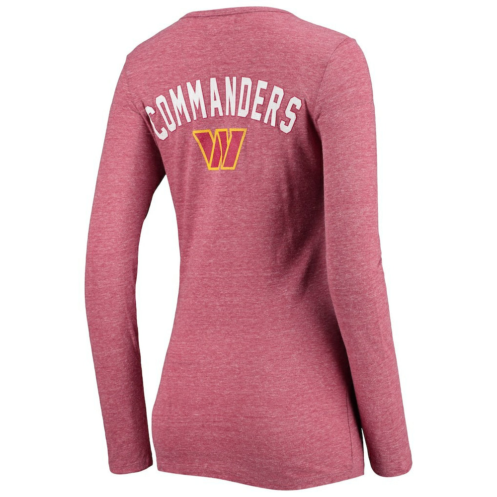 Washington Commanders New Era Women's Scoop Neck Tri-Blend Long Sleeve T-Shirt Burgundy - NFL