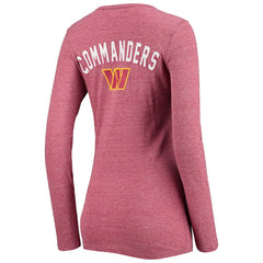 Washington Commanders New Era Women's Scoop Neck Tri-Blend Long Sleeve T-Shirt Burgundy - NFL
