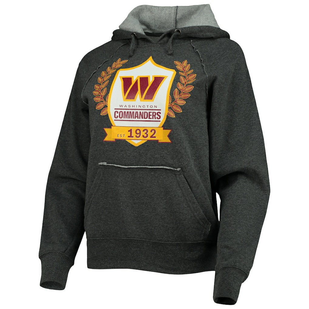 Washington Commanders New Era Women's Raglan Pullover Hoodie Heathered Charcoal - NFL