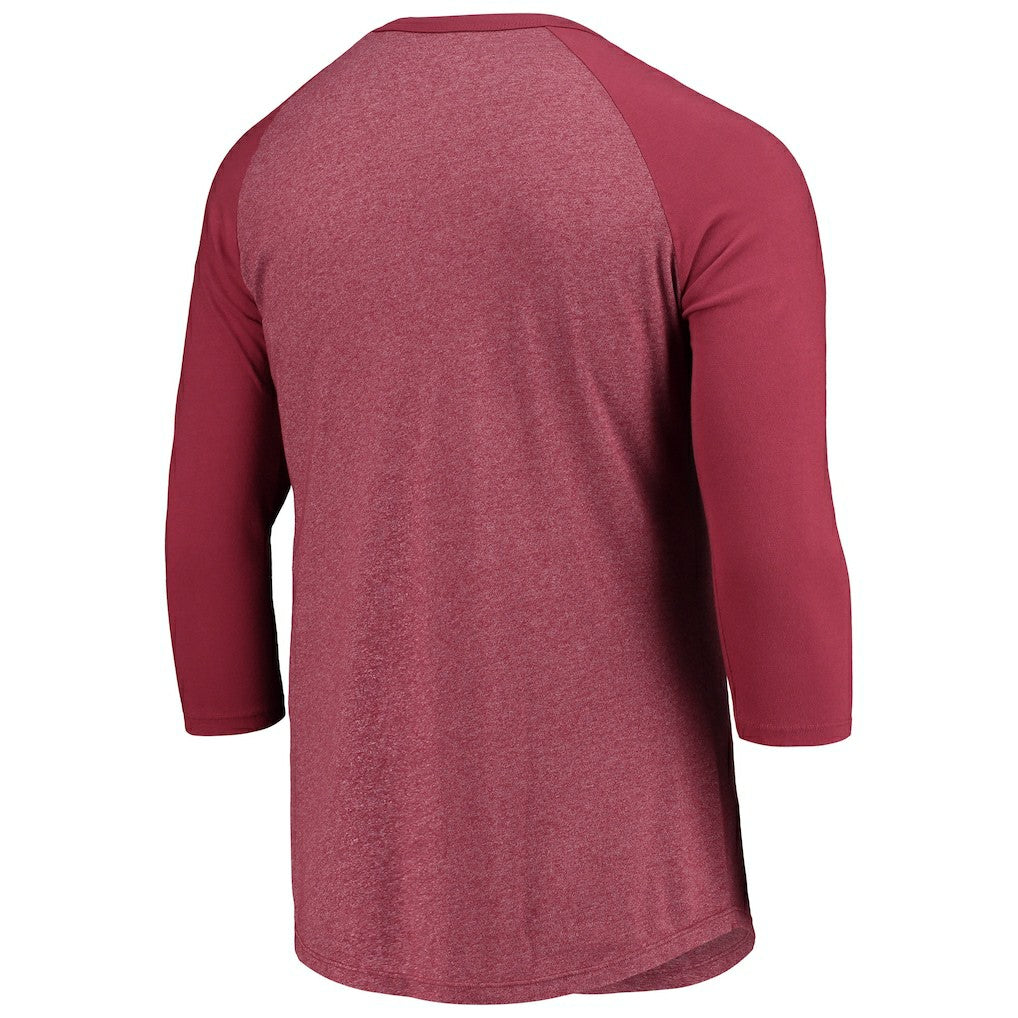 Washington Commanders Majestic Threads Wordmark 3/4-Sleeve Raglan Tri-Blend T-Shirt Burgundy - NFL