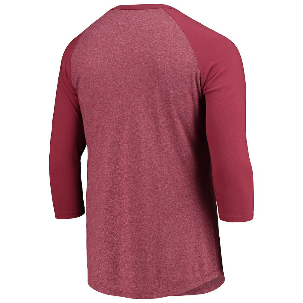 Washington Commanders Majestic Threads Wordmark 3/4-Sleeve Raglan Tri-Blend T-Shirt Burgundy - NFL