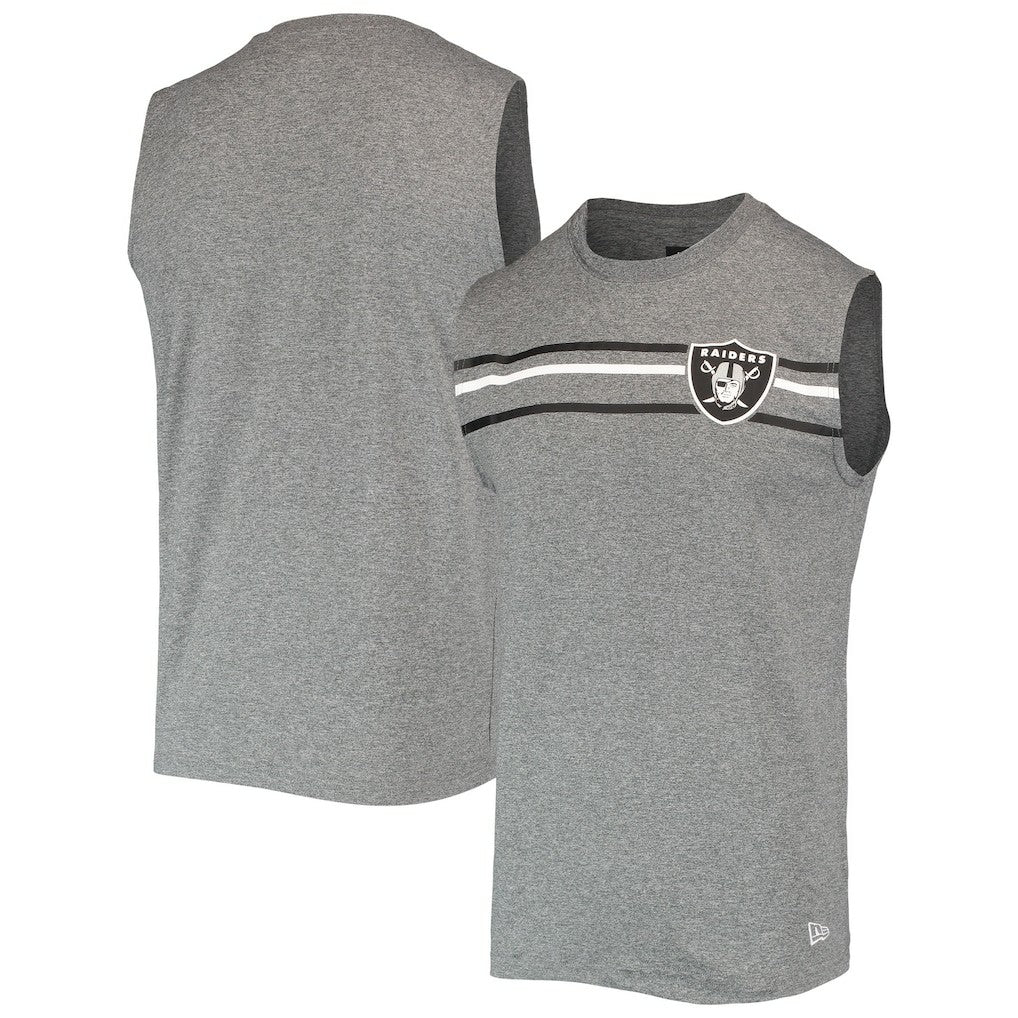 Las Vegas Raiders New Era Brushed Sleeveless Tank Top Heathered Gray - NFL