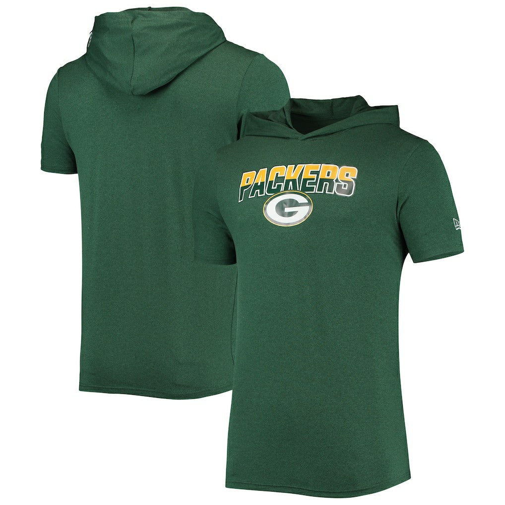 Green Bay Packers New Era Team Brushed Hoodie T-Shirt Heathered Green - NFL