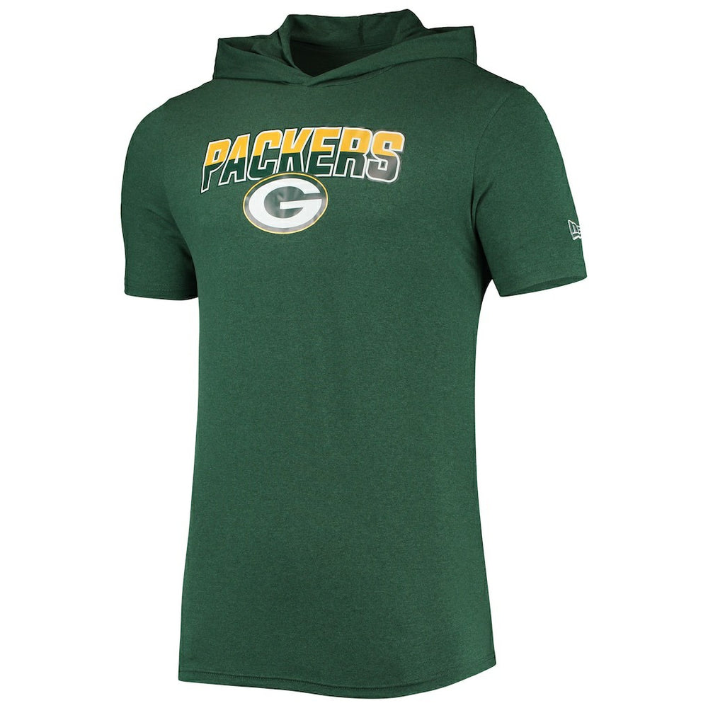 Green Bay Packers New Era Team Brushed Hoodie T-Shirt Heathered Green - NFL