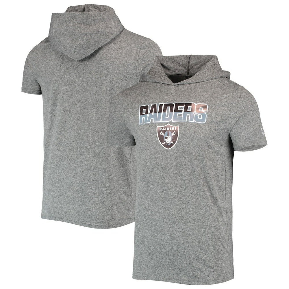 Las Vegas Raiders New Era Team Brushed Hoodie T-Shirt Heathered Gray - NFL