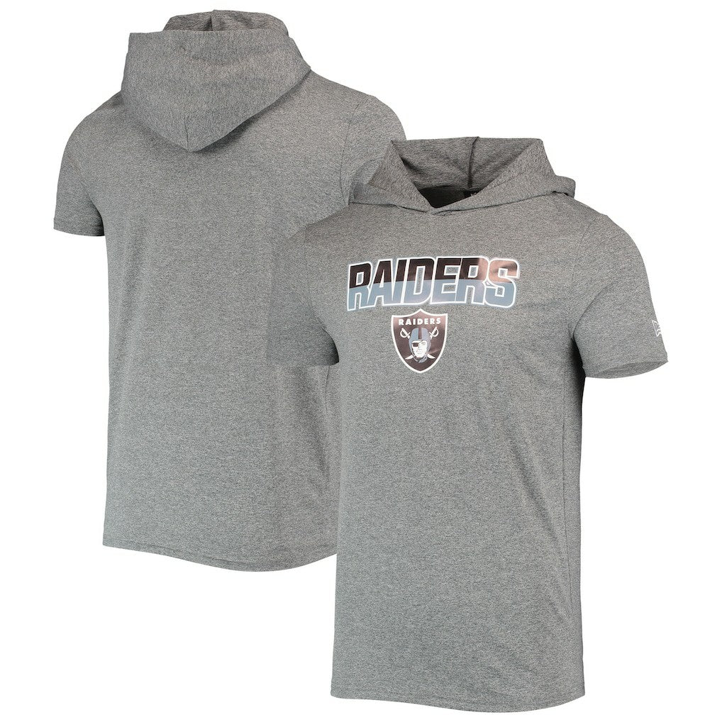 Las Vegas Raiders New Era Team Brushed Hoodie T-Shirt Heathered Gray - NFL