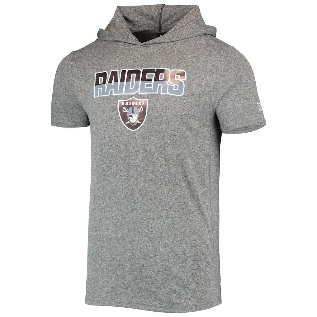 Las Vegas Raiders New Era Team Brushed Hoodie T-Shirt Heathered Gray - NFL