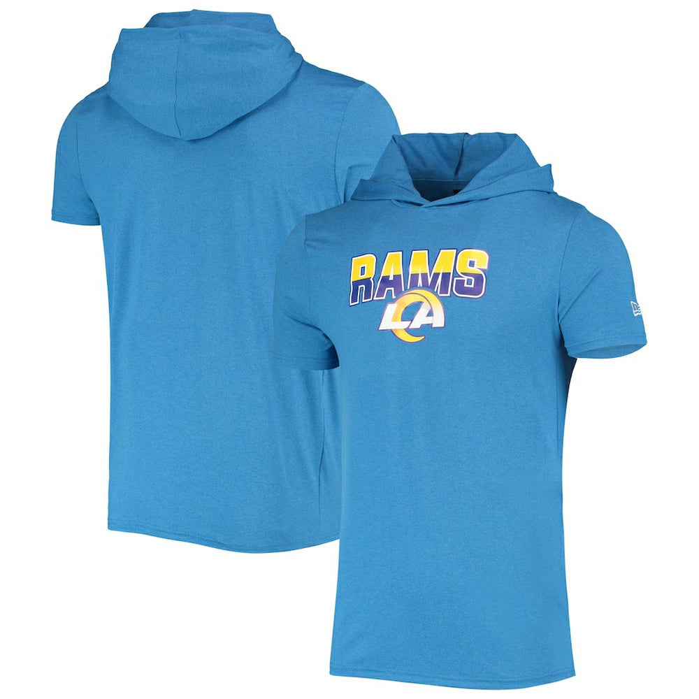 Los Angeles Rams New Era Team Brushed Hoodie T-Shirt Heathered Blue - NFL