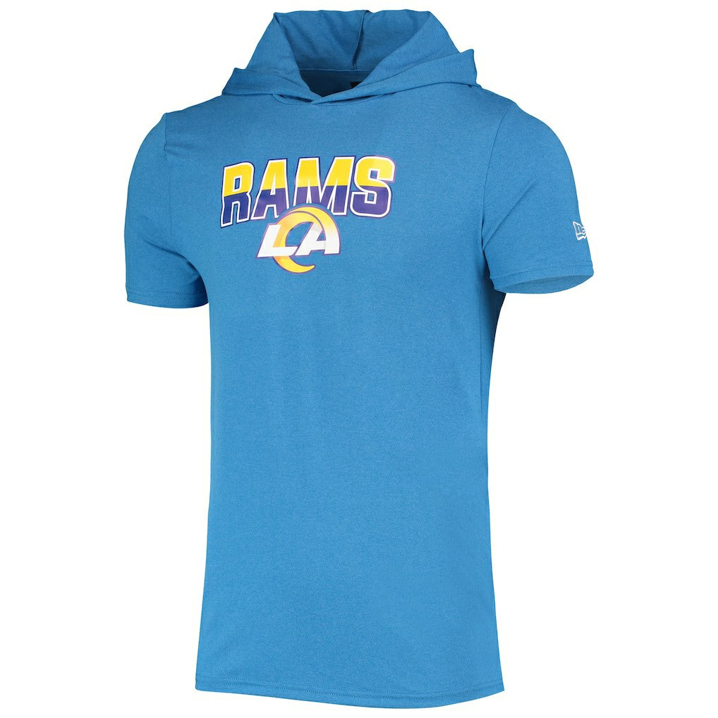 Los Angeles Rams New Era Team Brushed Hoodie T-Shirt Heathered Blue - NFL